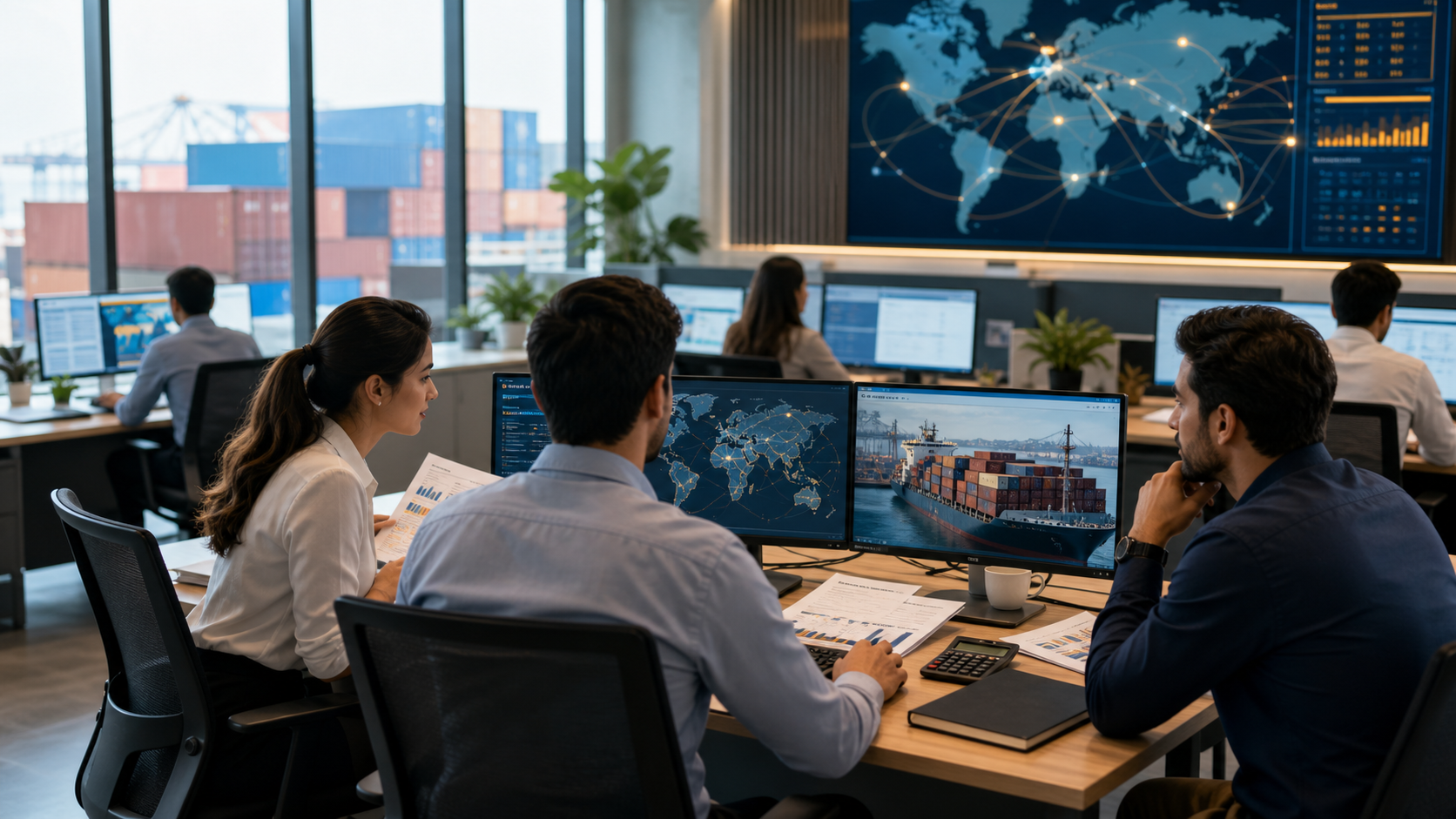 Global trade route monitoring in an operations command center